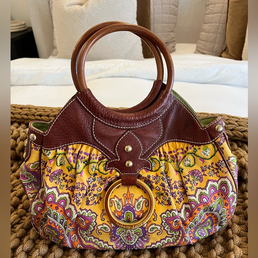Isabella Fiore Wood Top Handle Bag